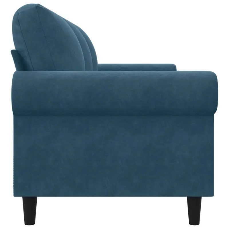 Trivietė sofa, mėlynos spalvos, 180cm, aksomas