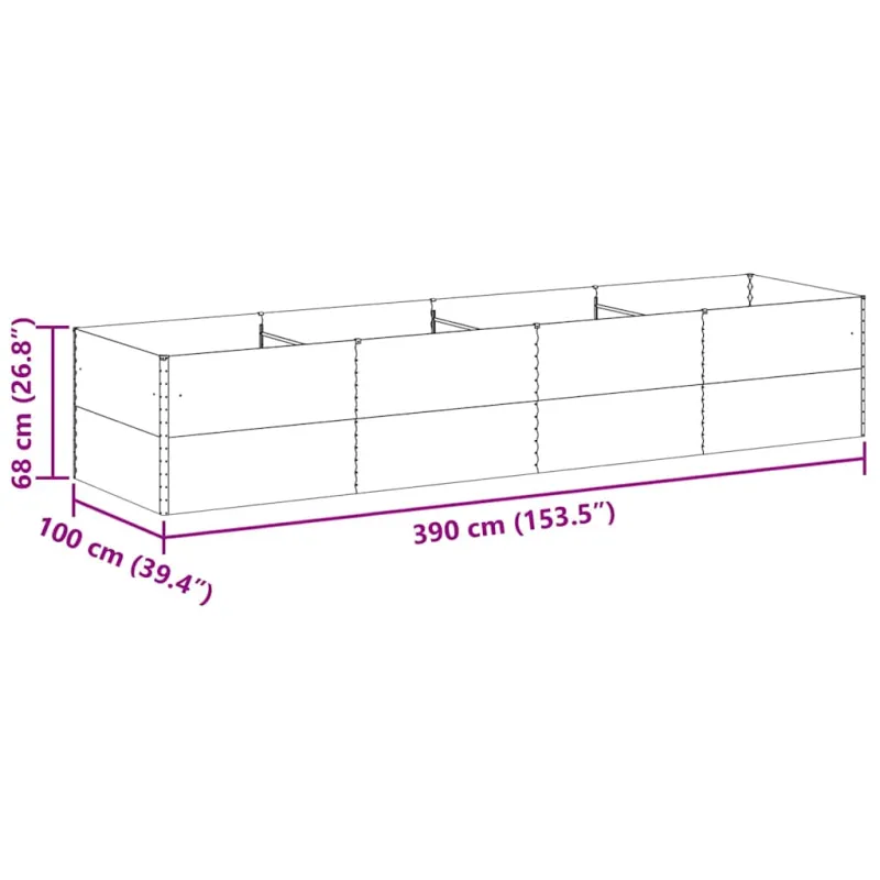 Paaukštinta sodo lova 390 x 100 x 68 cm Cinkuota plienas
