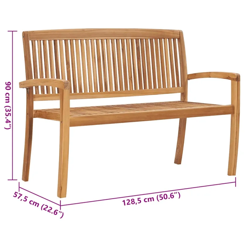 Sudedamas sodo suoliukas su pagalvėle, 128,5cm, tikmedis