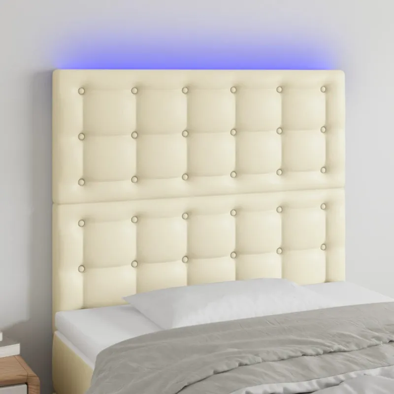 Galvūgalis su LED, kreminės spalvos, 90x5x118/128 cm