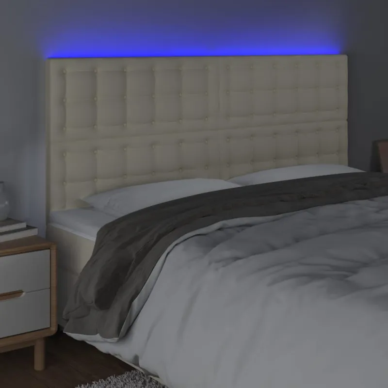 Galvūgalis su LED, kreminės spalvos, 180x5x118/128 cm