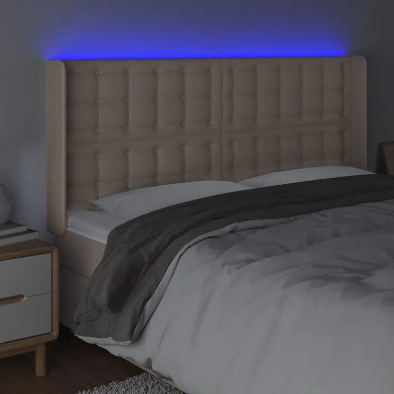 Galvūgalis su LED, kapučino spalvos, 183x16x118/128cm