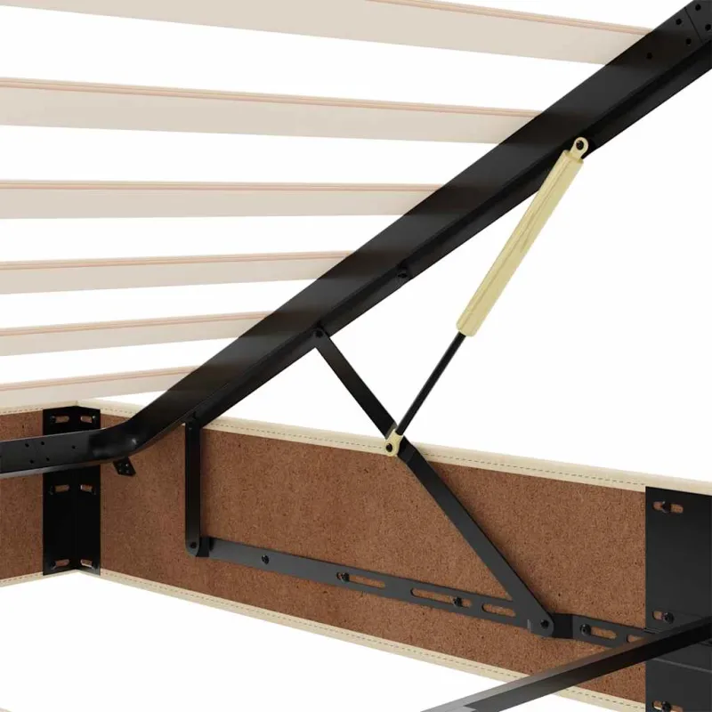 Osmanų lovos rėmas su čiužiniu, kreminis, 90x190cm, audinys