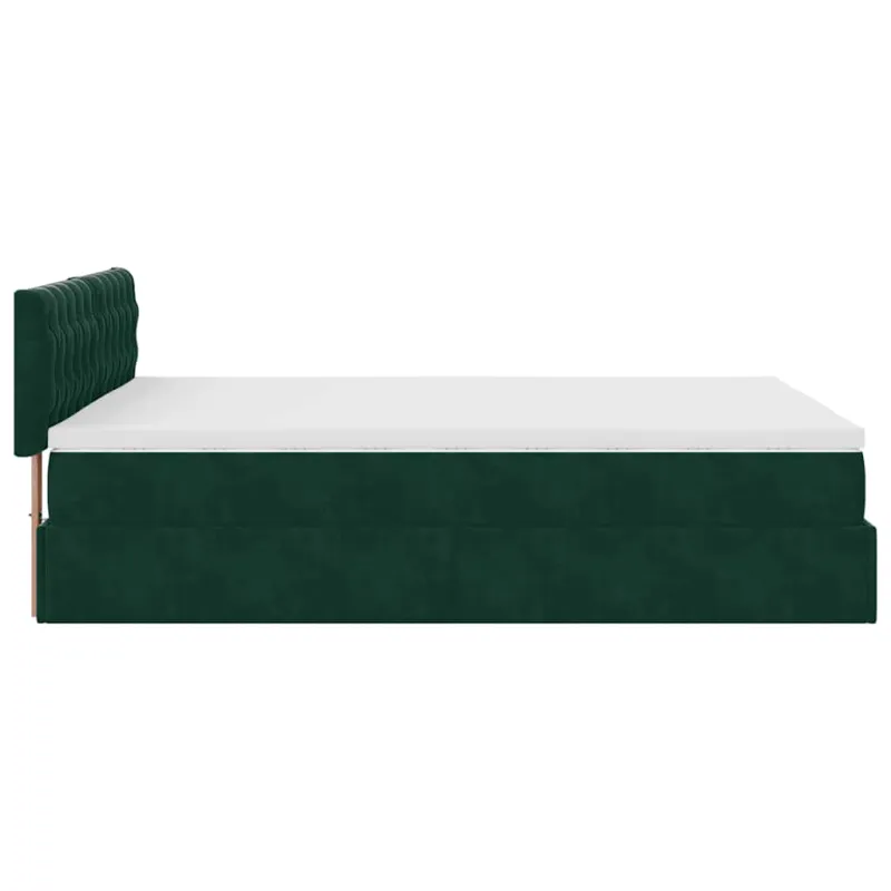 Osmanų lova su čiužiniu Tamsiai žalias 140x200cm Velvet