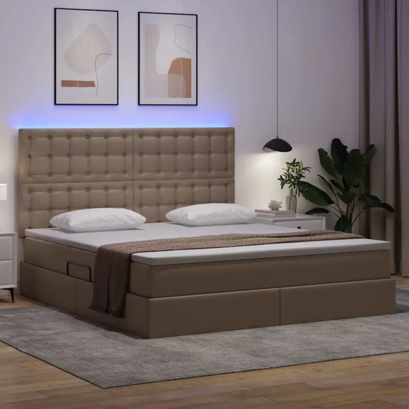 Lova su daiktų laikymo vieta ir LED Kapučino 180 x 200 cm