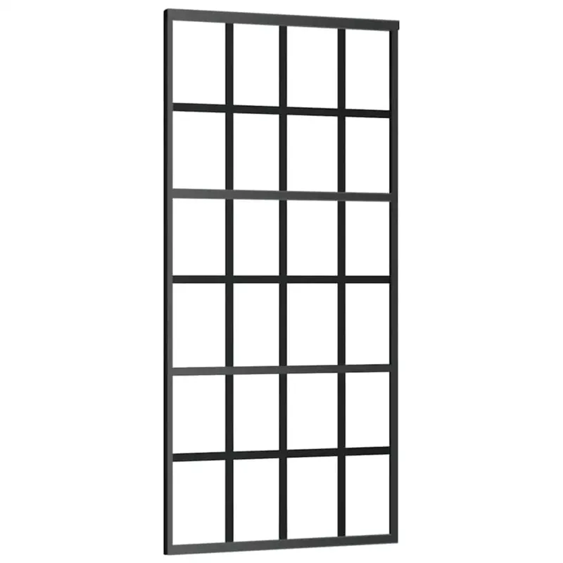 Stumdomos durys su įrangos rinkiniu, juodas, 90x205 cm, ESG ir