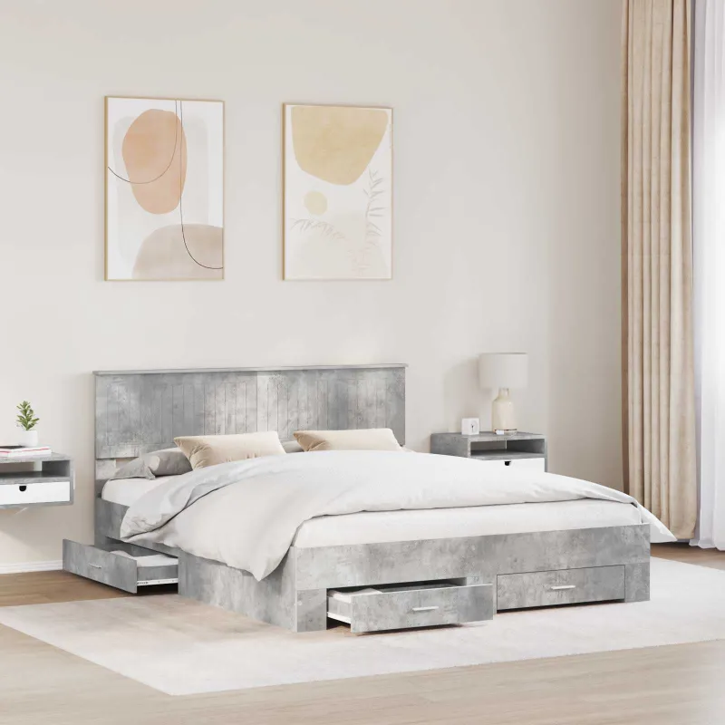 Lovos rėmas Betono pilka 160 x 200 cm Apdirbta mediena