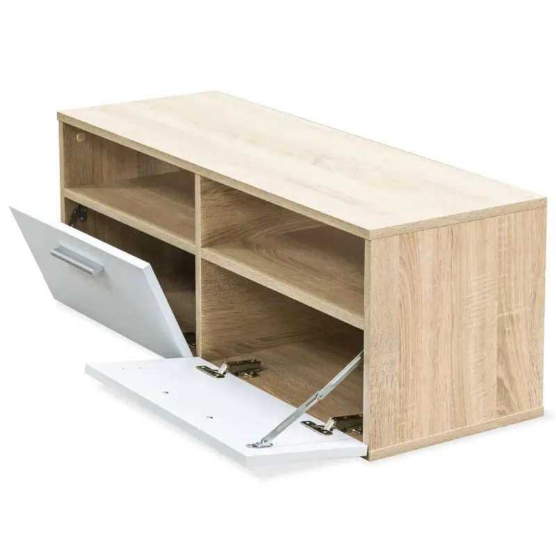 TV spintelės, 2vnt., ąžuolo/baltos, 95x35x36cm, mediena