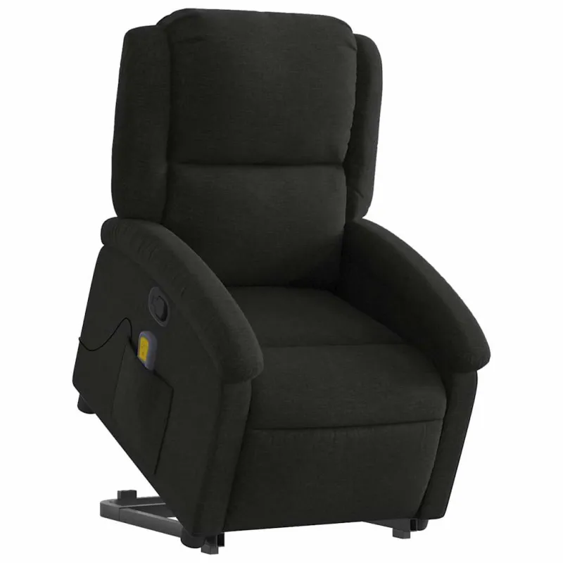 Atsistojantis atlošiamas masažinis krėslas, juodas, audinys