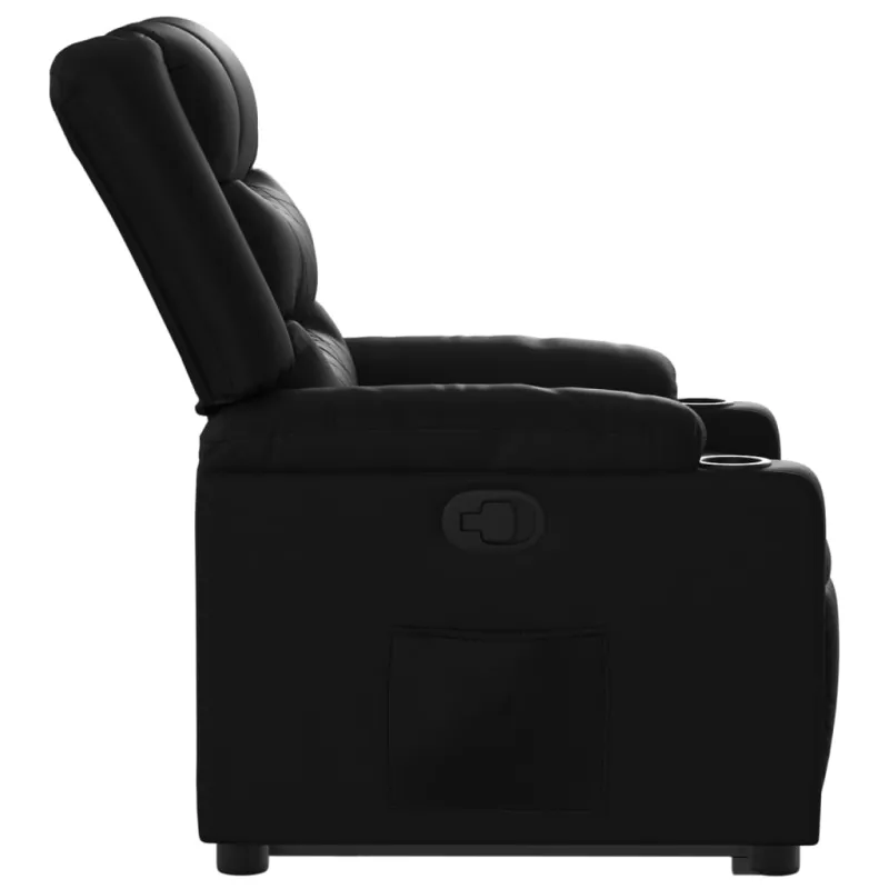 Atsistojantis atlošiamas krėslas, juodos spalvos, dirbtinė oda