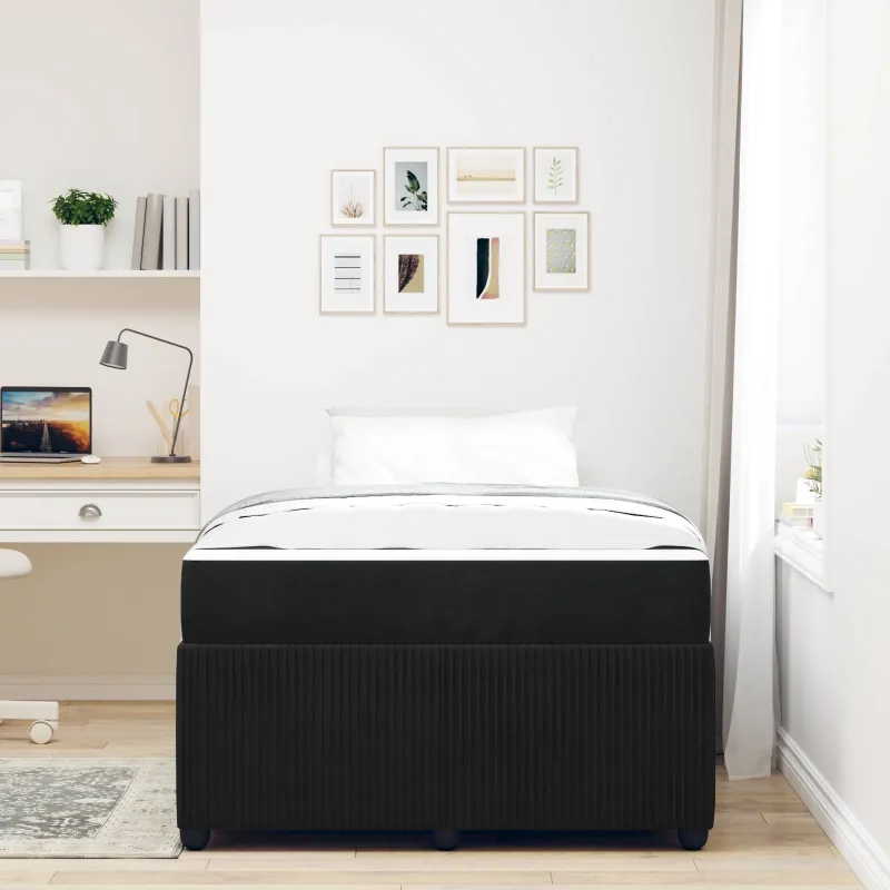 Lovos rėmas su čiužiniu Juoda 120 x 200 cm audinys