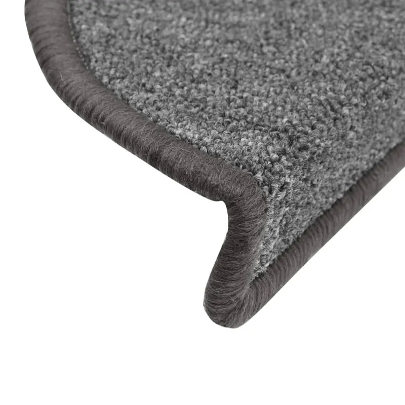 Laiptų kilimėliai, 15 vnt., 56x17x3 cm, tamsiai pilki, pusapvaliai