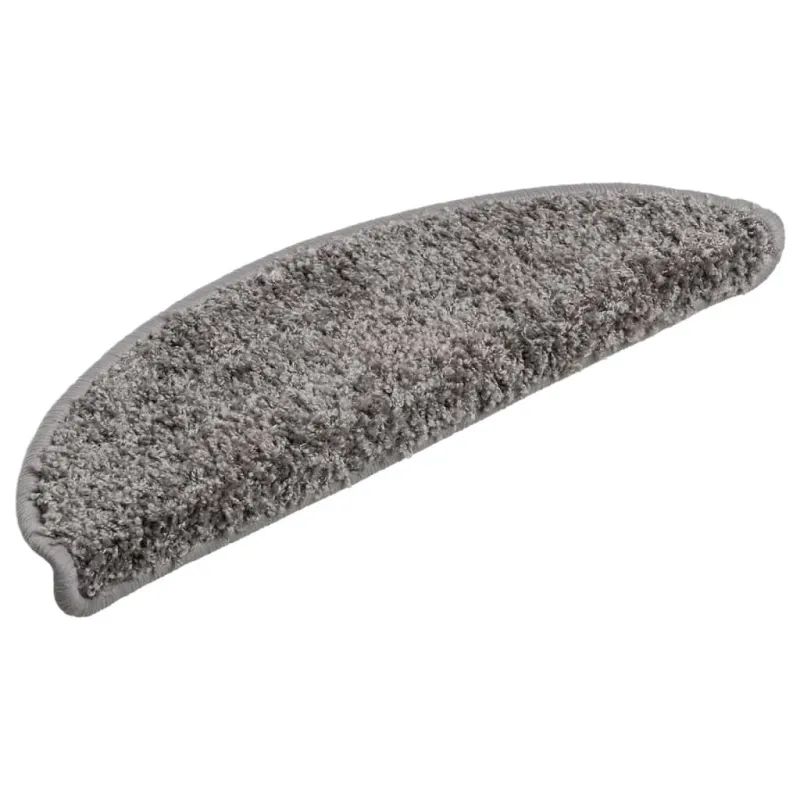 Laiptų kilimėliai, 15 vnt., pilki, 56x17x3 cm, pusapvaliai