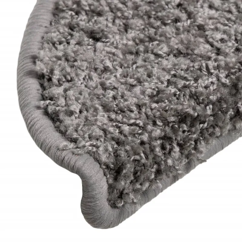 Laiptų kilimėliai, 15 vnt., pilki, 56x17x3 cm, pusapvaliai