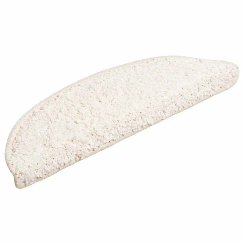 Laiptų kilimėliai, 15 vnt., 56x17x3 cm, balti, pusapvaliai