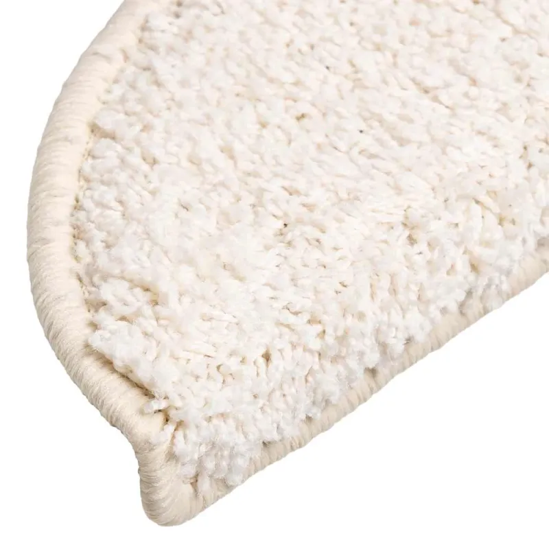 Laiptų kilimėliai, 15 vnt., 56x17x3 cm, balti, pusapvaliai