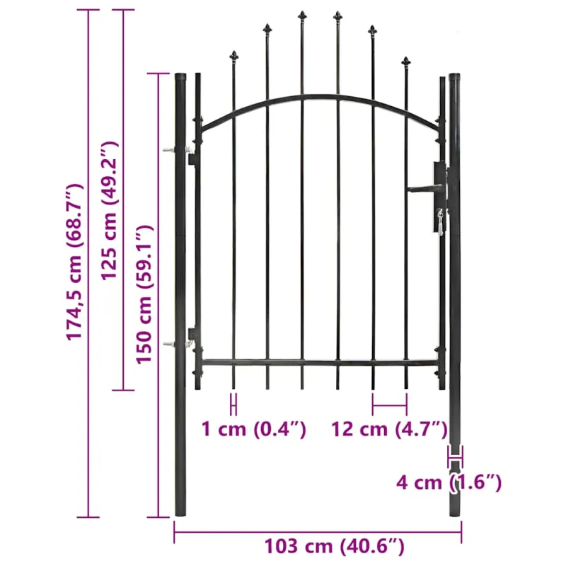 Sodo vartai Woerden plienas 1x1,25 m juodi