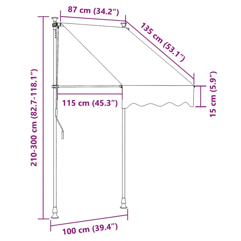 Rankiniu būdu ištraukiama markizė, antracito spalvos, 100cm
