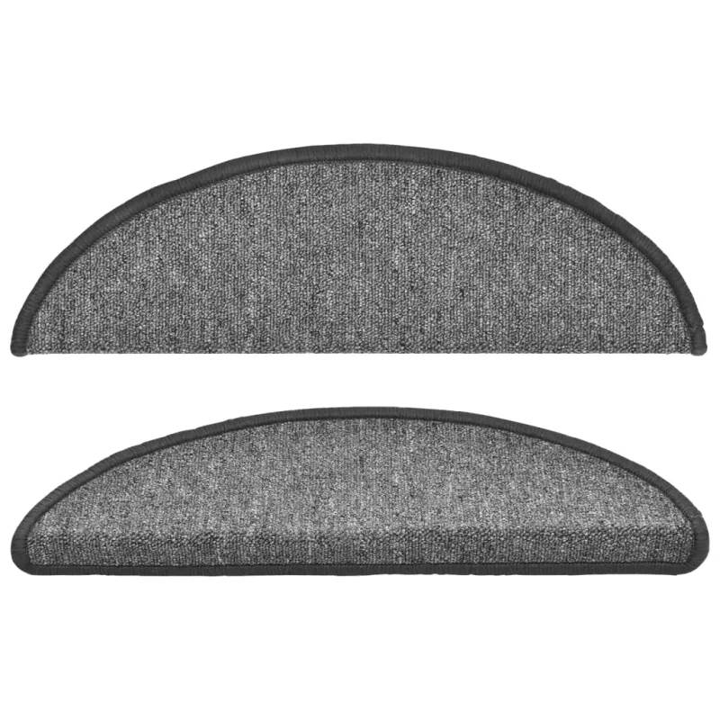 Laiptų kilimėliai, 10 vnt., 56x17x3 cm, tamsiai pilki, pusapvaliai