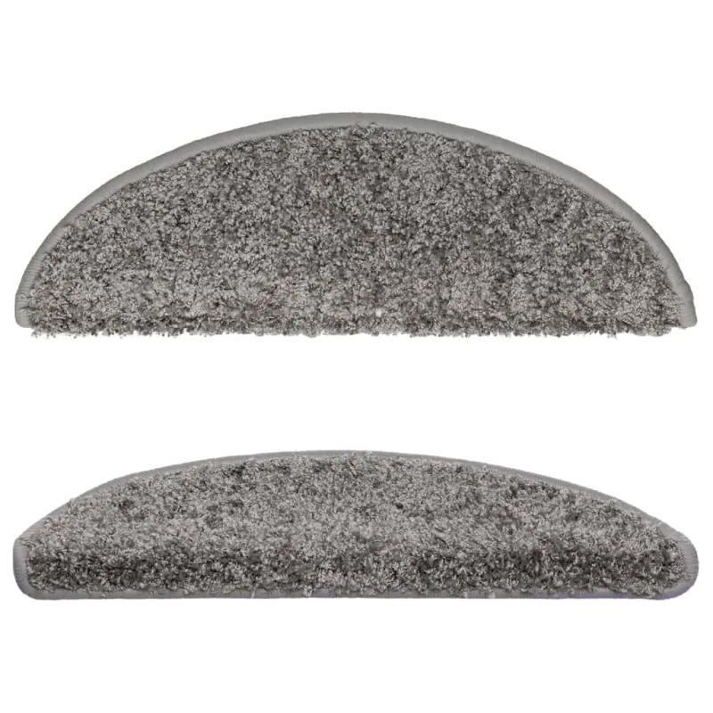 Laiptų kilimėliai, 10 vnt., pilki, 56x17x3 cm, pusapvaliai