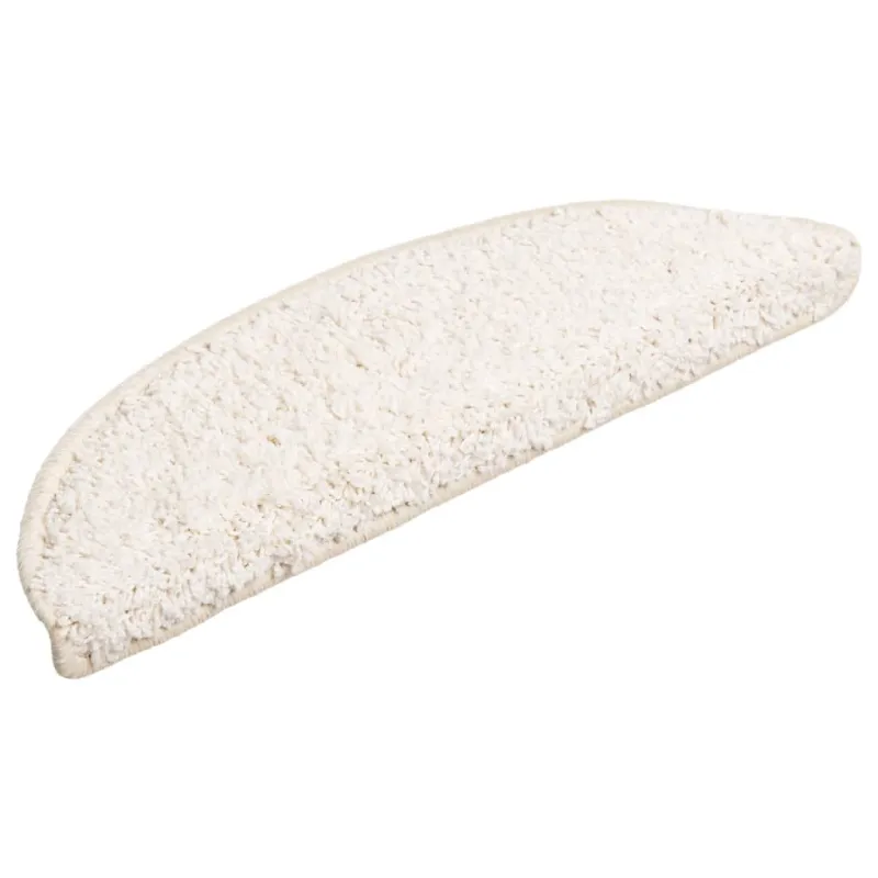 Laiptų kilimėliai, 10 vnt., 56x17x3 cm, balti, pusapvaliai