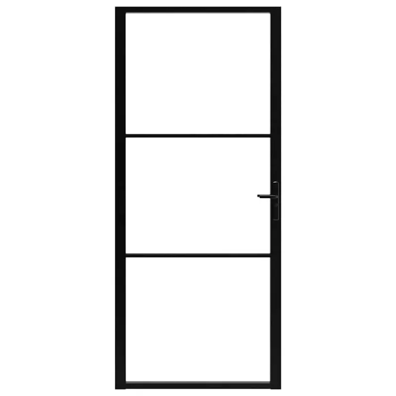 Vidaus durys, juodos, 102,5x201,5cm, ESG stiklas ir aliuminis