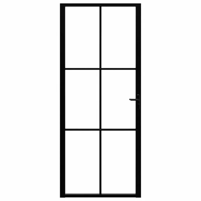 Vidaus durys, juodos, 83x201,5cm, ESG stiklas ir aliuminis