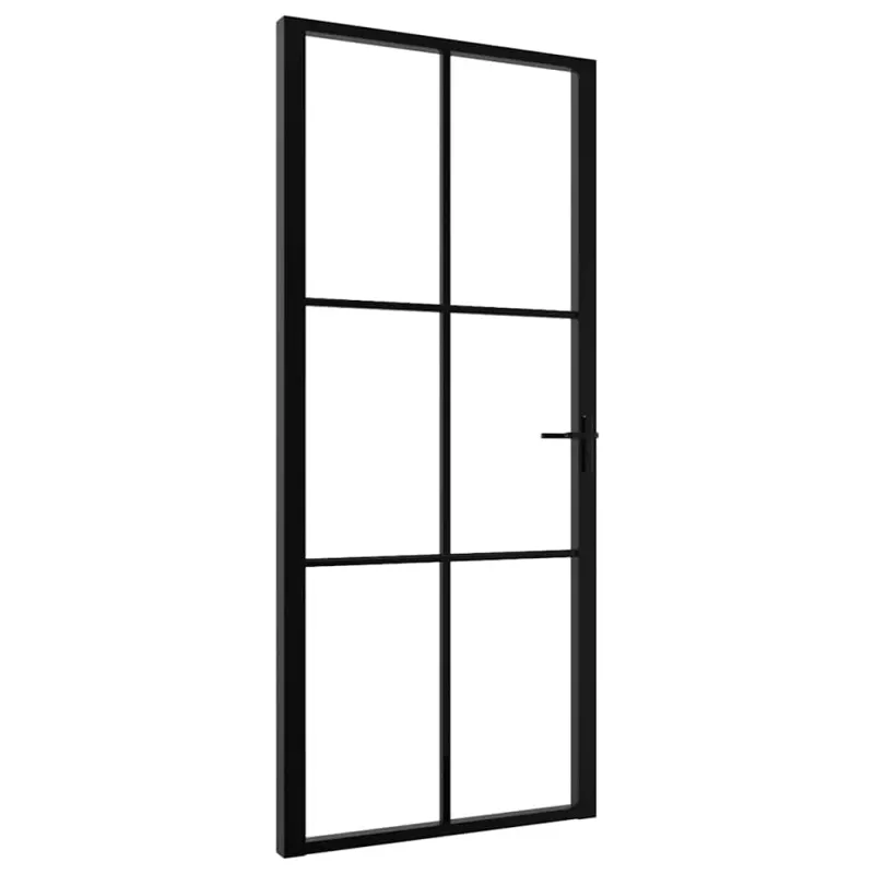 Vidaus durys, juodos, 93x201,5cm, ESG stiklas ir aliuminis