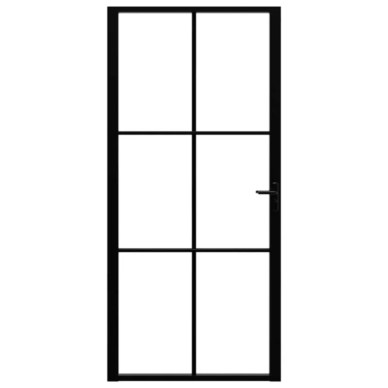 Vidaus durys, juodos, 93x201,5cm, ESG stiklas ir aliuminis
