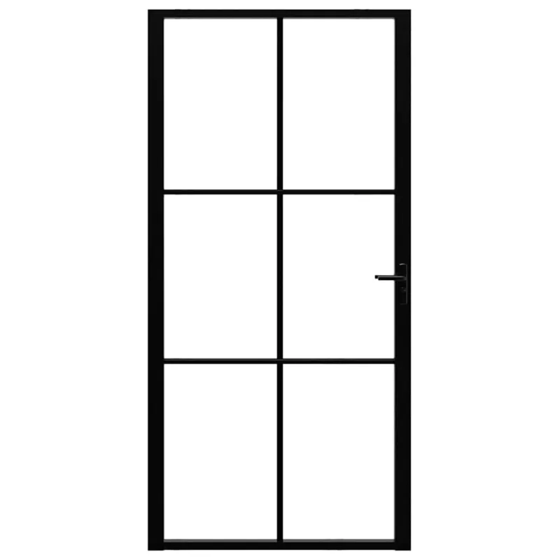 Vidaus durys, juodos, 102,5x201,5cm, ESG stiklas ir aliuminis