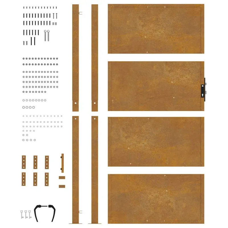 Sodo vartai, 100x200 cm, Corten plienas