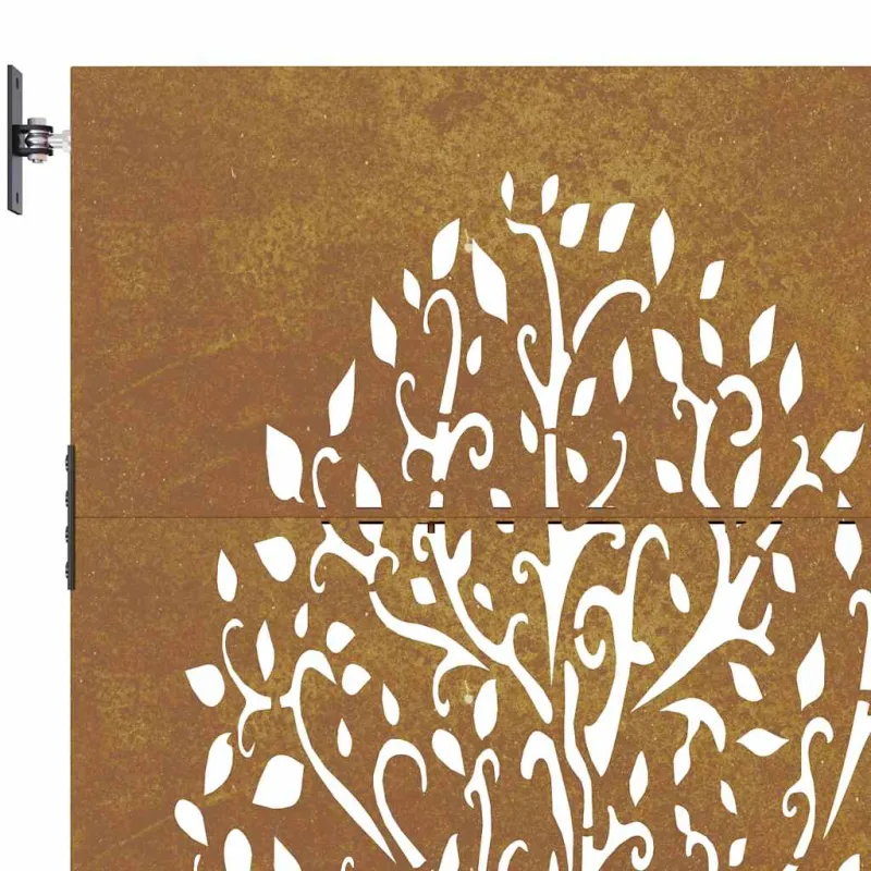 Sodo vartai, 85x75 cm, Corten plienas, medžio raštas