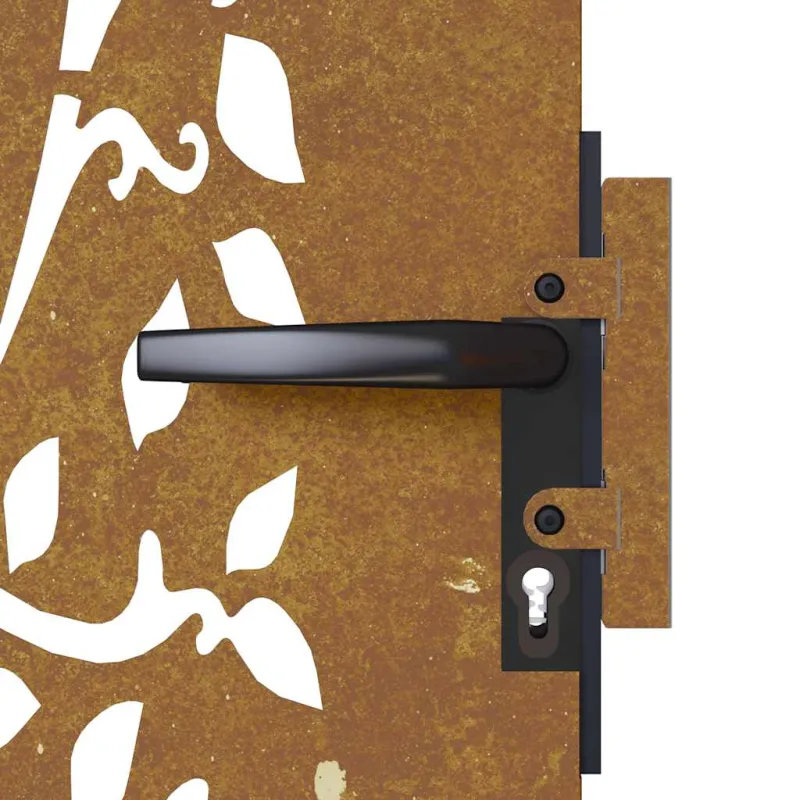 Sodo vartai, 85x125 cm, Corten plienas, medžio raštas