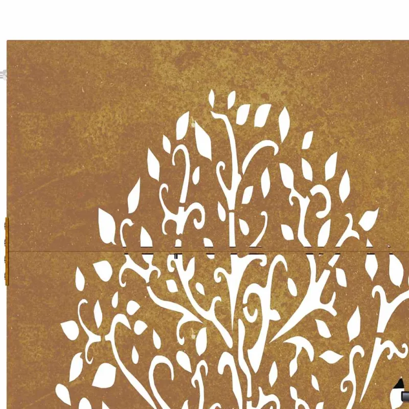 Sodo vartai, 100x75 cm, Corten plienas, medžio raštas