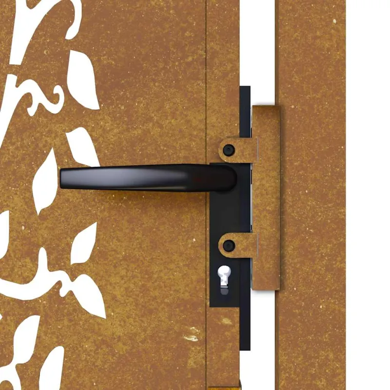 Sodo vartai, 100x100 cm, Corten plienas, medžio raštas