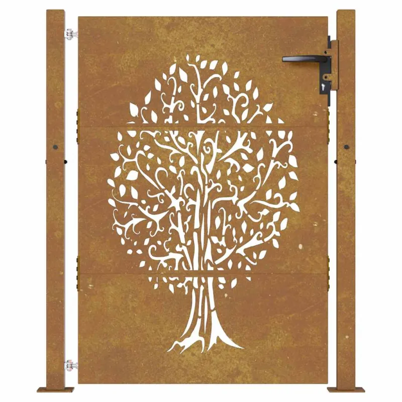 Sodo vartai, 100x150 cm, Corten plienas, medžio raštas