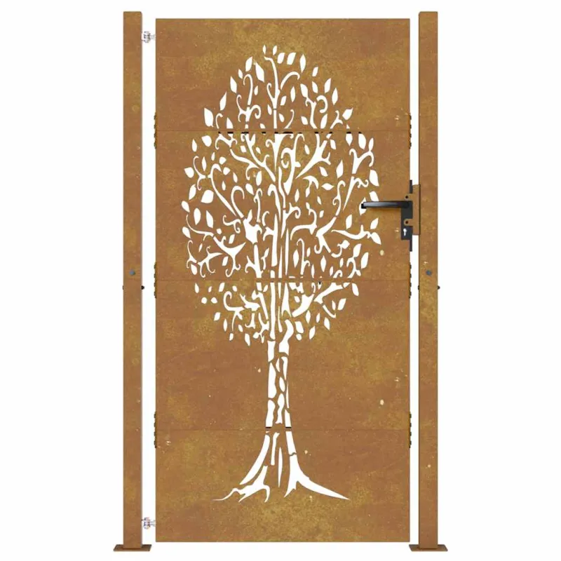 Sodo vartai, 100x175 cm, Corten plienas, medžio raštas