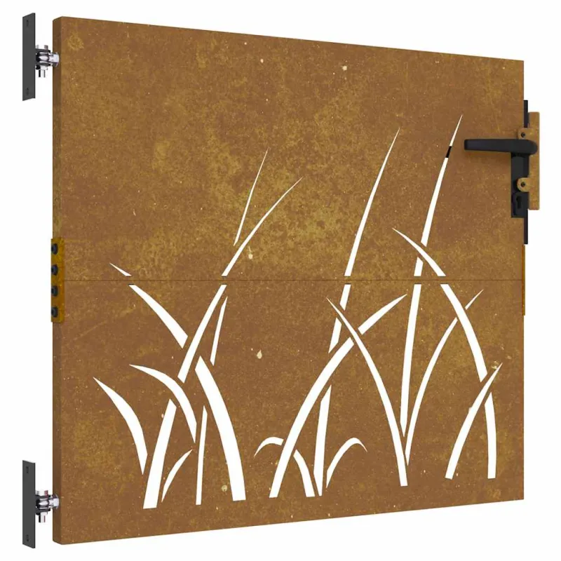 Sodo vartai, 85x75 cm, Corten plienas, žolės raštas