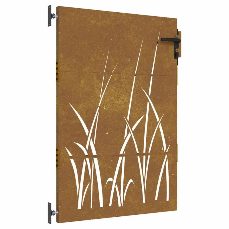 Sodo vartai, 85x125 cm, Corten plienas, žolės raštas