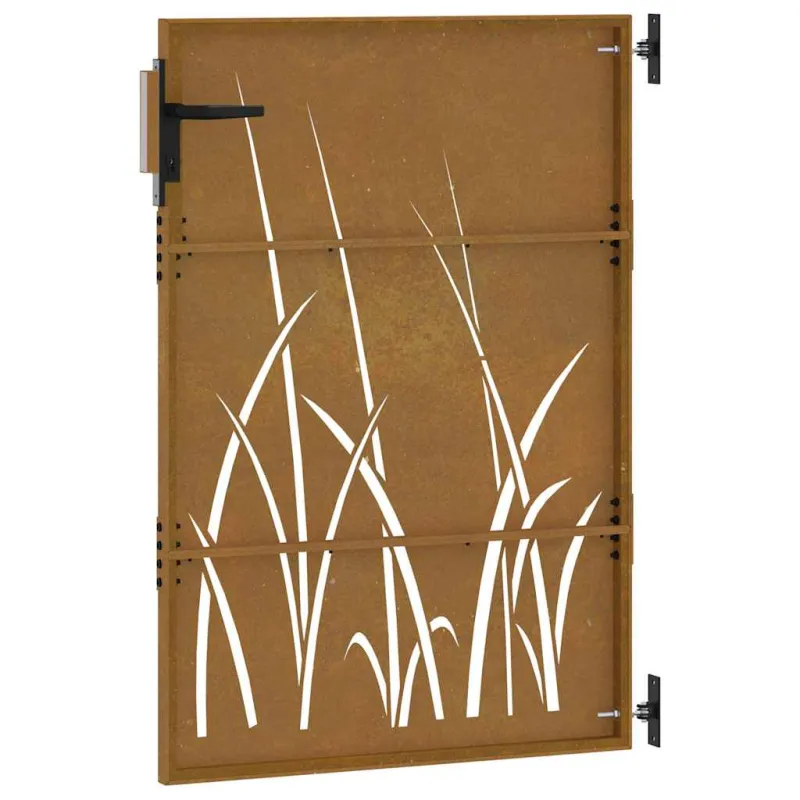 Sodo vartai, 85x125 cm, Corten plienas, žolės raštas