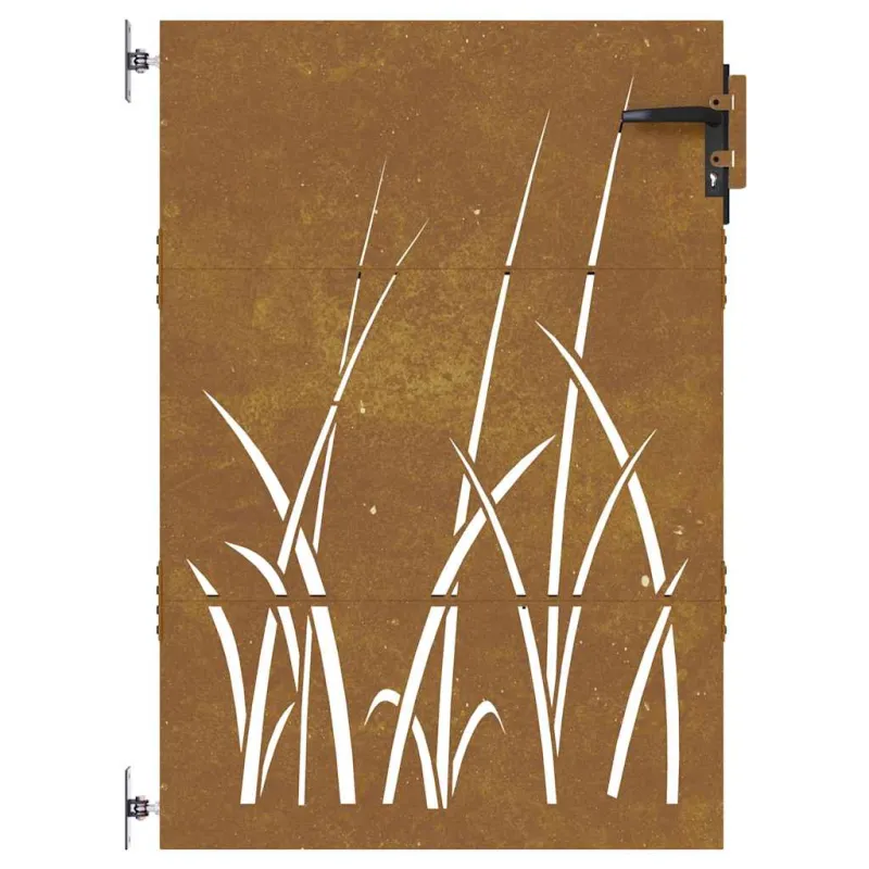 Sodo vartai, 85x150 cm, Corten plienas, žolės raštas