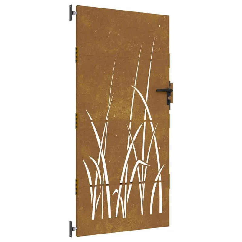 Sodo vartai, 85x175 cm, Corten plienas, žolės raštas