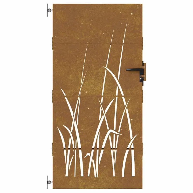 Sodo vartai, 85x175 cm, Corten plienas, žolės raštas