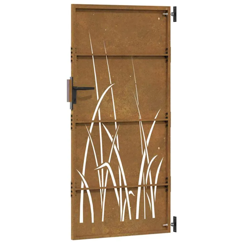 Sodo vartai, 85x175 cm, Corten plienas, žolės raštas