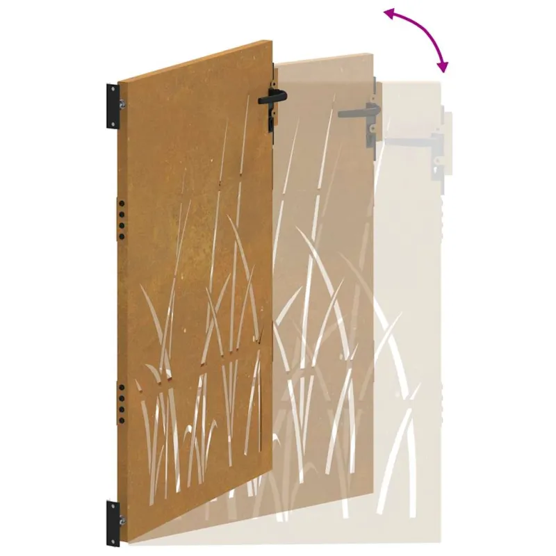 Sodo vartai, 100x150 cm, Corten plienas, žolės raštas