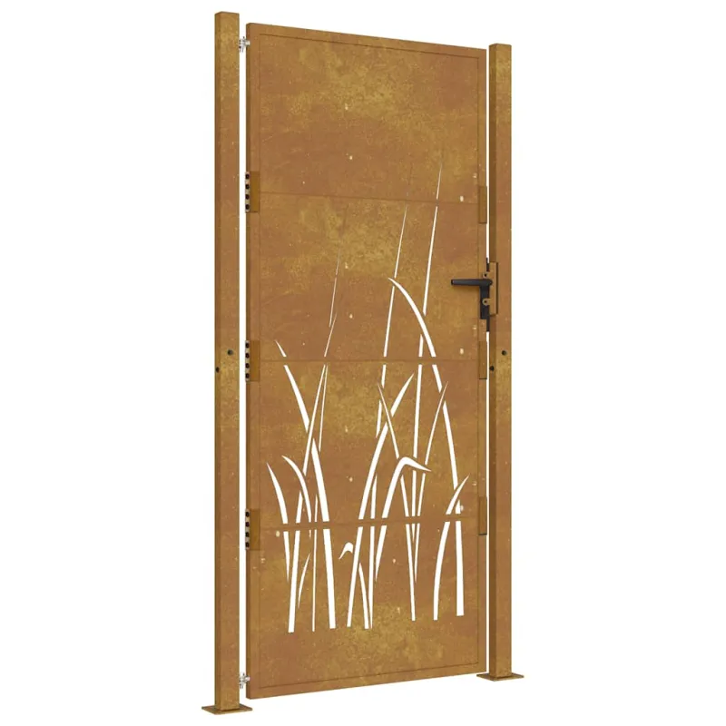 Sodo vartai, 100x175 cm, Corten plienas, žolės raštas