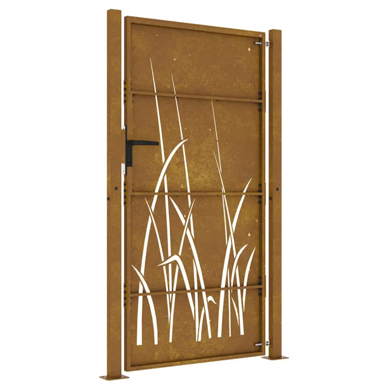 Sodo vartai, 100x175 cm, Corten plienas, žolės raštas