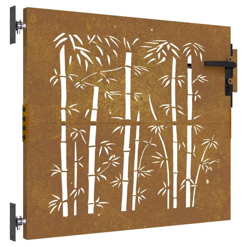 Sodo vartai, 85x75 cm, Corten plienas, bambuko dizainas