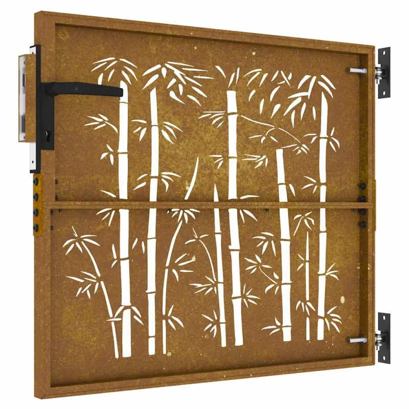 Sodo vartai, 85x75 cm, Corten plienas, bambuko dizainas