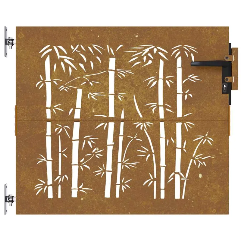 Sodo vartai, 85x100 cm, Corten plienas, bambuko dizainas